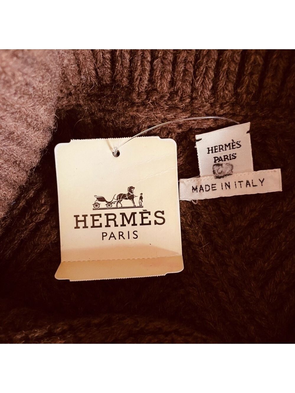 AUTHENTIC Hermes Elegant Tan Cowl Neck Sweater - Camel Hair - NWT - Picture 7 of 11